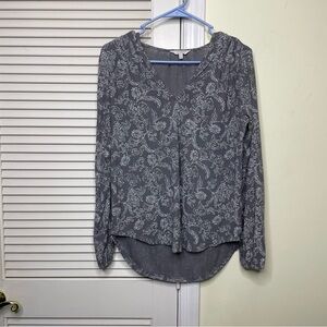 Lucky Brand Womens Size Small Gray Long Sleeve Boho Top Hi Low Lightweight